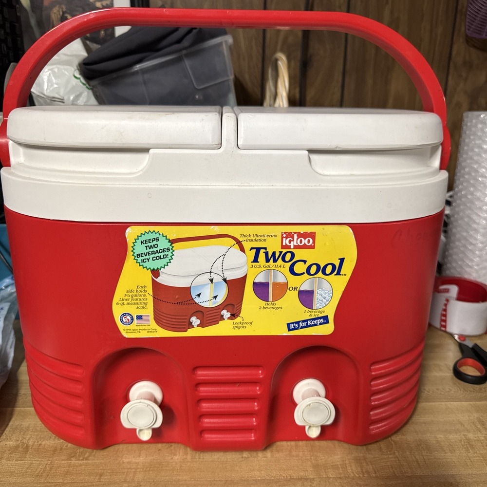 Igloo Two Cool Dual Double Beverage Cooler Spouts /Spigots 3Gal/12Qt  Insulated